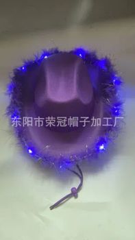 Cowboy Hat with a Purple Brim and Light. - Dongyang Rongguan Hat Processing Factory - China