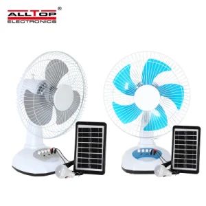 12 Inch Rechargeable Fans DC Solar Energy Table Fan Solar Fans with Solar Panel and Lights - Guangdong Alltop Lighting Co., Ltd. - China