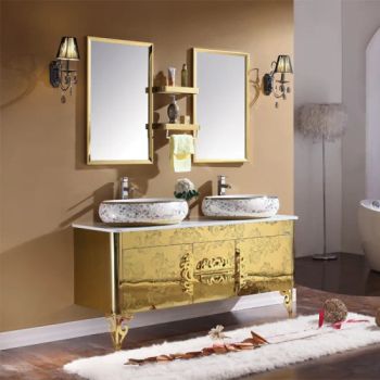Luxury Bathroom Cabinet Furniture New Design Waterproof Bathroom Granite Gold Vanity Cabinets - Foshan Hanse Industrial Co., Ltd. - China