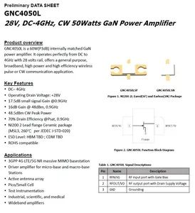 Gnc4050L 28V DC 4GHz 50W 47dBm GaN Power Amplifier RF Power Amplifier RF Amplifier RF Modules Gpowertek - General Power Microelectronics Technology Ltd. - China