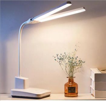 LED Desk Lamp Double Head 52cm USB Charging Stepless Dimming Eye Protection Reading Book Lights Three-Color Switch Table Light - Shaanxi Hi-Tech Lighting Co., Ltd. - China