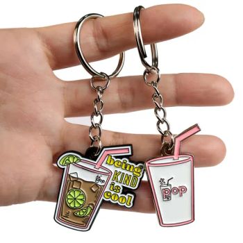 Promotional Metal Craft Metal Key Chains Custom Logo Keyring Cute Bubble Milk Tea Boba Keychain - Nanan Unicome Gift Co., Ltd - China