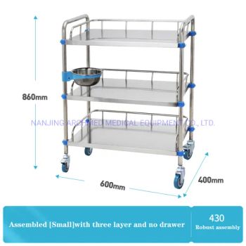 High Quality 3-Tier Stainless Steel Hospital Trolley with No Drawer Treatment Trolley - NANJING ARCHMED MEDICAL EQUIPMENT CO., LTD. - China