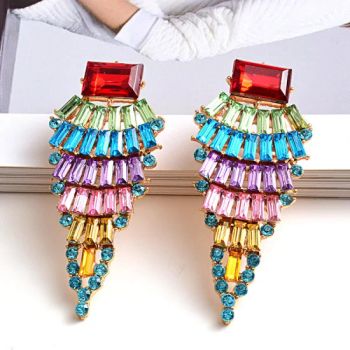 New Female Fashion Jewelry Retro Exquisite Rhinestone Gem Stone Cubic Zircon Crystal Dangle Stud Earrings for Women - Skylark Network Co., Ltd - China