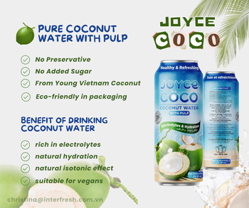 100% Pure coconut water with pulp 330ml Type 100% Natural coconut water Shelf Life 24 months - Interfresh Beverage Manufacture - Vietnam