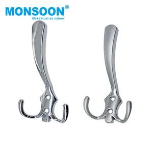 Wardrobe Hardware Accessories Heavy Duty Bathroom Bedroom Closet Wall Mounted Metal Sliver Coats Hat Clothes Zinc Alloy Hanging Hook - Monsoon Import Export (Guangzhou) Limited - China