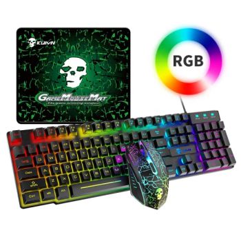 Colored USB Wired PC Mecanico Teclados RGB Mechanical Keyboard Mouse Combos LED Backlit 60% Gaming Keyboard and Mouse Set - Shenzhen Jurui Electronics Co., Ltd. - China