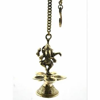 Ganesh Statues Golden Hanging Ganesha Statue Diya Brand SSRN Color Golden Material Brass Finish Polished Mount Type - Shyam Sunder Ram Narain - India