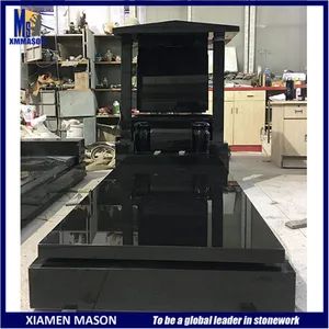 Western Style Black Granite Tombstone with Pillar Sculptures - Xiamen Mason Import and Export Co., Ltd. - China