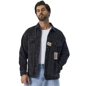 Custom Black Single Button Cargo Collar Down Men Jeans Motorcycle Jackets - Spring Fashion Co., Ltd - China
