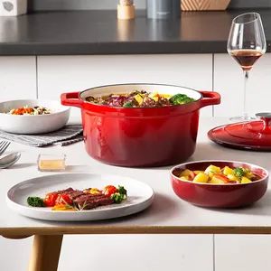 2023 Hot Selling Soup Pot Shallow Casserole Enamel Cast Iron Cookware Set Cooking Pots with Lid Kitchen Dutch Oven - Hebei Debien Technology Co., Ltd. - China