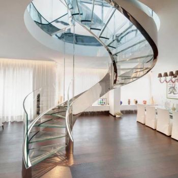 Indoor House Glass Spiral Stairs Price Usage Indoor Material Metal Trademark TESIA Structure Spiral Bench Single Stair Model NO. - Tesia Industry Co., Limited - China
