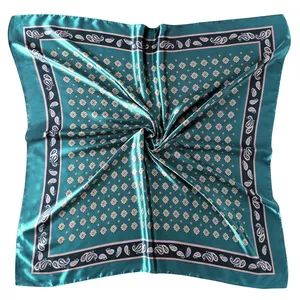 Ladies Elegant Summer Green Square Silk Like Scarves for Hair Wrapping - Jiangxi Iwell Industrial Limited - China
