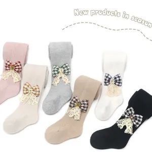 Fashion Colorful Warm Kids Stockings 100% Cotton Baby Girl Body Stockings Custom Bowknot Socks - Zhuji Hewei Socks Co., Ltd. - China