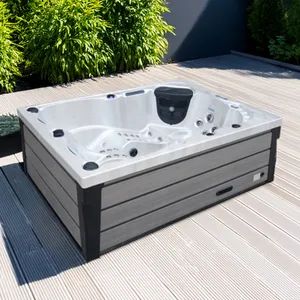 Sunrans Outdoor 3 Person Hot Tub Rectangle Shape Hydromassage Whirlpool SPA Bathtub - Sunrans (Huizhou) Health Technology Co.,Ltd. - China