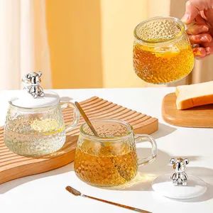 Hammer Pattern Glass Coffee Cup Minimalist Instagram Stylewith Handle and Cover - Jinhua Hengyang Cross-Border Trade Limited Liability Company - China