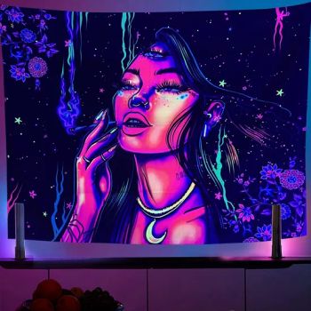 Wall Hanging Custom Design Mushroom UV Reactive Tapestry - Shaoxing City Xinlan Textile CO., LTD. - China