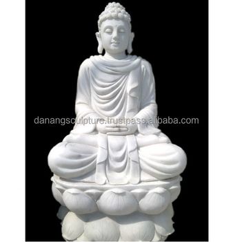 Custom Hand Carved White Marble big Gautam Buddha statue life size stones buddha statue stone carvings - DANANG SCULPTURE FOUNDATION - Vietnam