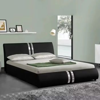 Modern Furniture Stylish Double Bed Frame with High Gloss Chrome Steel Strips - Ma'anshan Hanlinyuan Wood Sales Co., Ltd. - China