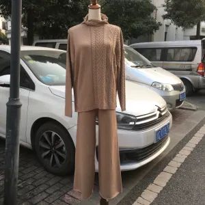 Unique Design Cashmere Wool Sweater Set Women's Warm Tracksuit Set. - Chengdu Square Fonda Ltd. - China