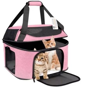 Airline Approved Soft-Sided Cat Carrier for 2 Cats or Small Dogs, Collapsible Travel Pet Bag for Large Cats - Xiamen Furvorite Pet Supplies Co., Ltd. - China