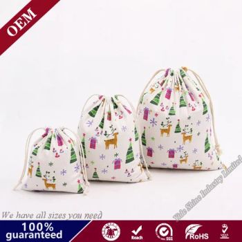 Promotional Christmas Printed Santa Gift Sack Grains Packing Bag Cotton Canvas Fabric Drawstring Bag - Qingdao Yide Shine Industry Co., Ltd. - China