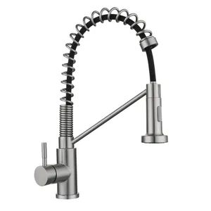 Brushed Nickel Pull-out Sprayer Kitchen Sink Faucets, Stainless Steel Faucet for Kitchen Sink with Deck Plate-Upgraded New Sprayer - XIAMEN ROSA SANITARY TECHNOLOGY CO., LIMITED - China
