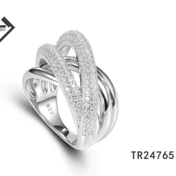 Engagement Rings for Women Multi-Layer Brushed Inlay Jewelry Size 20# Origin China Color Silver Stone AAA CZ Gender - LONGLIKE JEWELRY CO., LIMITED - China