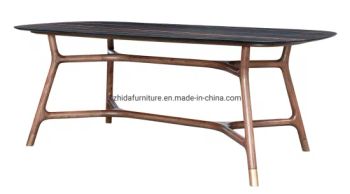 Modern Black Marble Top Dining Table with Wooden Base Color Black Origin China Rotary Fixed Condition New Folded - Guangdong Zhida Furnishings Industrial Co., Ltd. - China