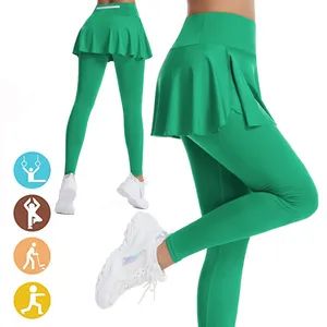 Wholesale Womens Sexy Pilates Fitness Apparel Cute Plated Exercise Skirt with Built-in Leggings and Back Zipper Pocket for Tennis Golf Volleyball Jogging - DONGGUAN TIANCHEN GARMENT TECHNOLOGY CO., LTD. - China