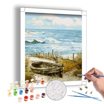 Painting by Numbers Beach Canoe and Sea DIY Oil Paint by Numbers Scenery - Ningbo Hardwork Art & Craft Co., Ltd. - China