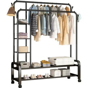 Double Rod Clothing Display Rack Stands Garment Racks Metal Coat Hat Hanging Storage Racks - Dongguan Simply Metal Products Co., Ltd. - China