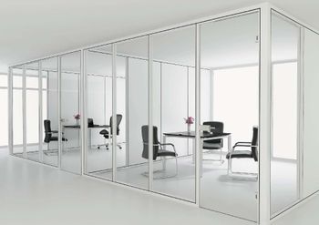 Office Glass Partition Pattern Plain Position Indoor Finishing Swing Color Transparent Shape Rectangular Glass Thickness 10 - United India Electric Co. - India