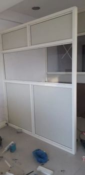 Hinged / Openable Full Glass Aluminum Door Partition (25x45mm Frame) - Harishwar Aluminium Works - India