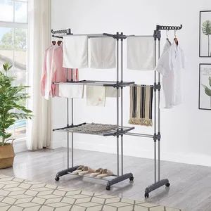 Folding Dryer Hanger Compact Storage Steel with Casters Indoor Outdoor New 3 Tier Clothes Drying Rack - Jinjiang Chendai Yilai Craft Company - China