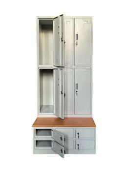 Gym Locker with Bench Steel Clothing Storage Cabinet Staff Locker Wardrobe with Shoes Closet - Luoyang Besteel Co., Ltd. - China