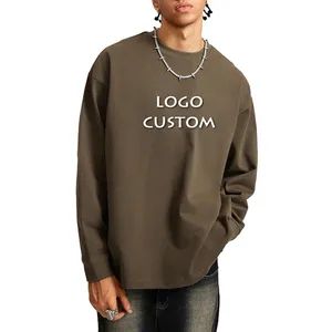Autumn Winter Drop Shoulder Loose Men's Long Sleeve T Shirt Customized Heavy Cotton 425g Solid Color Mens T Shirts - Dongguan Flya Sports Goods Co., Ltd. - China