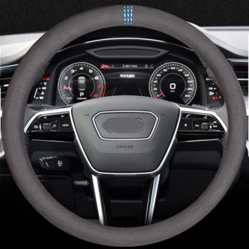 Black Suede Car Steering Wheel Cover 3.2mm Thick Non Slip and Breathable Universal Fit for 15 Inch Wheels - Guangzhou Hansheng Industrial Trading Co., Ltd - China