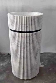 Stone Designer Marble Wash Basin Shape Round Brand Kerovit Design Type Customized Wash Basin Type Pedestal Basin Brand Name Bhati Marble And - Bhati Marble And Handicrafts - India