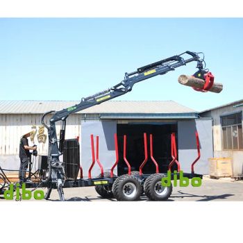 TUV CE Forestry Wordworking Double-Girder Log Transport Wood Skidding Hydraulic Log Logging Forwarder Timber Trailer 10t12t 14t with Grapple Loader 6.5 7.0 7.8m - Yantai Dibo Machinery Equipment Co., Ltd - China