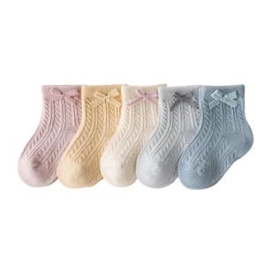 Bow Knot Baby Socks Newborn Cotton Dance Socks Height Low Pattern Bow Style Ankle Origin China Material Cotton Model NO. - JinJiang Nilong Group Co., Limited - China