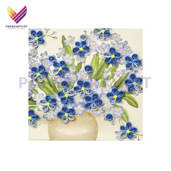3D Quilling Card Flowers Blue Cover Paper Art & Collectible Feng Shui Japan - PAPER ART VIET COMPANY LIMITED - Vietnam