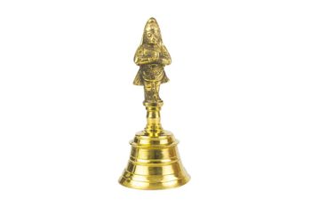 Golden Smooth Hanuman Brass Bell, For Home And Temples Material Brass Color Gold, Golden Surface Finishing Smooth Brand Spillbox - Spillbox Innovation LLP - India