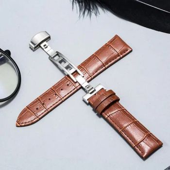 Cowhide Leather Watch Straps Men's and Women's Butterfly Clasp General-Purpose Watchband Watch Bracelet - MIZ WATCH (HK) LIMITED - China