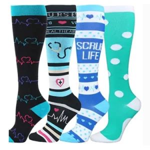 Knee High Long Cycling Medical Stocking 20-30 Mmgh for Running Sport Nurse Compression Socks - Foshan Youyan Clothing Co., Ltd. - China