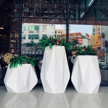 Fiberglass Composite Material Geometric Garden Flower Pots Shape Round Size Medium Origin China Model NO. H183 Trademark - Shenzhen 7-Hong Technology Co. Ltd. - China