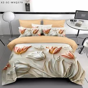 100% Microfiber 4PCS Bed Duvet Cover with Fitted Sheet and Two Pillowcases - Nantong Victoria Import and Export Co., Ltd. - China