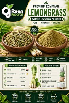 Cut and ground lemongrass - Green Roots Company - Egypt