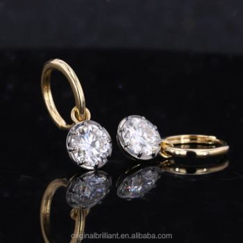 10K Yellow Gold Stud Earrings Fashion 6.5mm Moissanite Earrings for Women - Guangxi Wuzhou Starsgem Co., Limited - China
