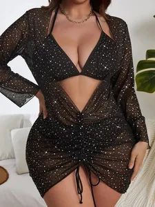 Women's Sexy Solid Color Sequins 3 Pieces Set Bikinis Swimwear - Shishi Deshang Qiaoyuan Trading Co., Ltd. - China